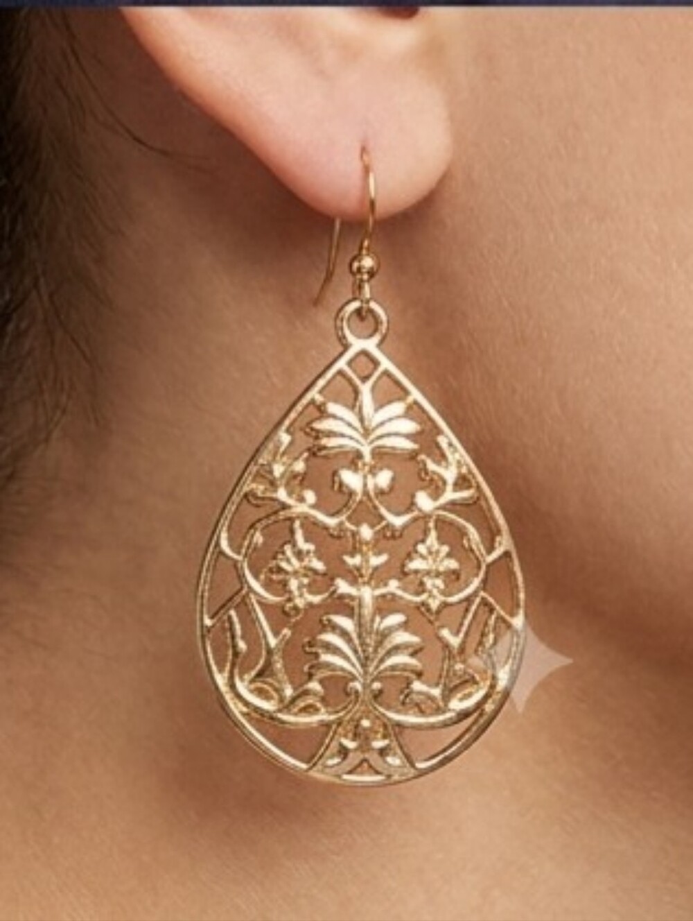 ​NWT Belk Silverworks Gold Plated Filigree Teardrop Pireced Earrings